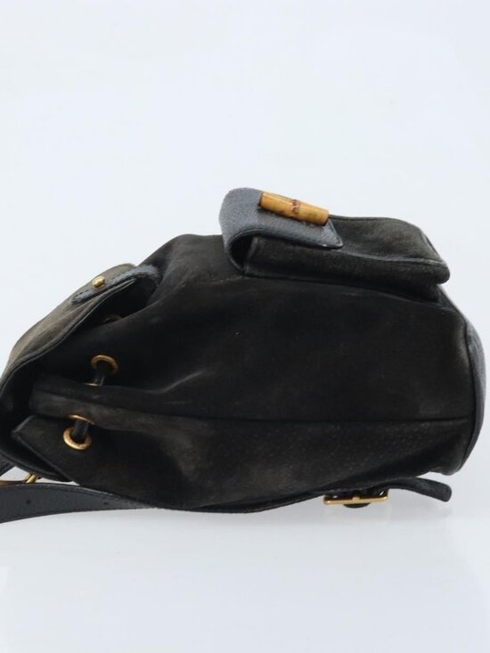GUCCI Bamboo Backpack Suede Black Gold 003 1956 0030 Auth th6639 main image 8